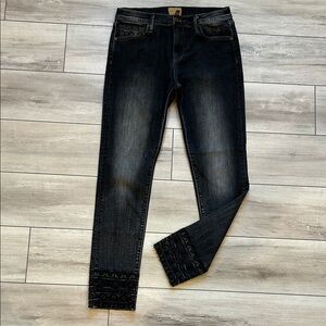Driftwood Jackie black embroidered cuff skinny fit jeans size 27